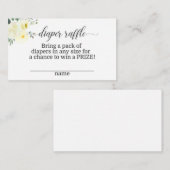 Elegant Yellow Floral Diaper Raffle Kaart (Voorkant / Achterkant)