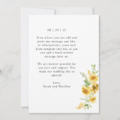 Elegant Yellow Floral, foto-bruiloft Bedankkaart (Achterkant)