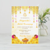 Elegant Yellow Floral Haldi Ceremony Invitation Kaart (Staand voorkant)