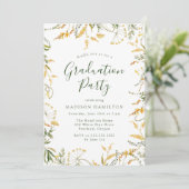 Elegant Yellow Floral Photo Graduparty Kaart (Staand voorkant)