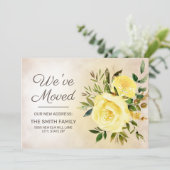 Elegant Yellow Floral Rozen Adres wijzigen Aankondiging (Staand voorkant)