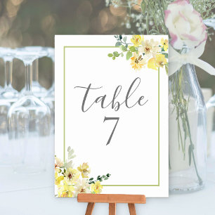 Elegant Yellow Floral Sage Green Summer Wedding Kaart