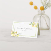 Elegant Yellow Floral Sage Green Summer Wedding Plaatskaartje (Achterkant)