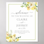 Elegant Yellow Floral Sage Green Summer Wedding Poster (Voorkant)
