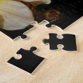 Elegant Yellow Floral Satin Flowers op zwart Legpuzzel (Zijkant)