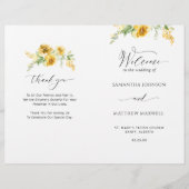 Elegant Yellow Floral Wedding Ceremony Programme (Voorkant)