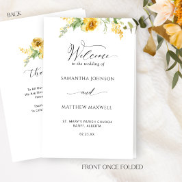 Elegant Yellow Floral Wedding Ceremony Programme
