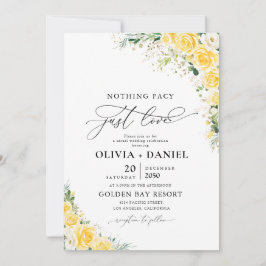 Elegant Yellow Floral Wedding Invitation Kaart