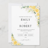 Elegant Yellow Floral Wedding Invitation Kaart (Voorkant)
