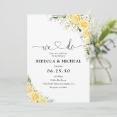 Elegant Yellow Floral Wedding Invitation Kaart (Staand voorkant)