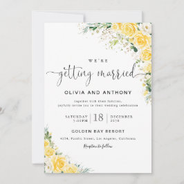 Elegant Yellow Floral Wedding Invitation Kaart