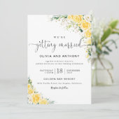 Elegant Yellow Floral Wedding Invitation Kaart (Staand voorkant)