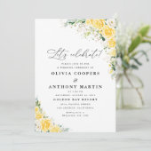Elegant Yellow Floral Wedding Invitation Kaart (Staand voorkant)