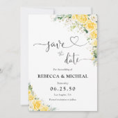 Elegant Yellow Floral Wedding Save The Date (Voorkant)