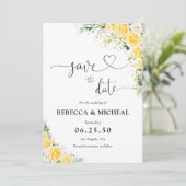 Elegant Yellow Floral Wedding Save The Date (Staand voorkant)