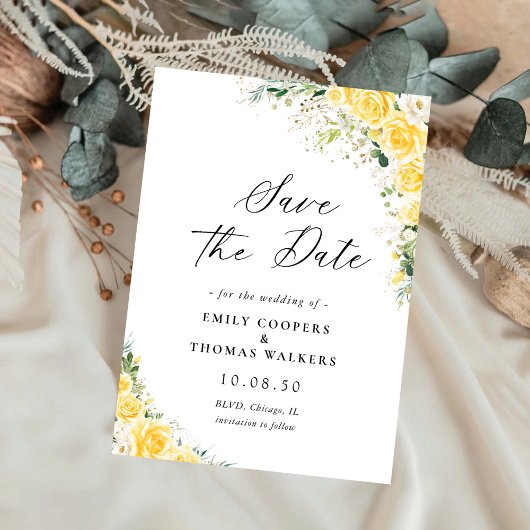 Elegant Yellow Floral Wedding Save The Date
