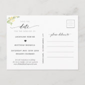 Elegant Yellow Floral Wedding Save the Date Briefkaart (Achterkant)