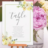 Elegant Yellow Floral Wedding Seating Chart Kaart