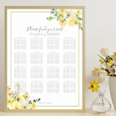 Elegant Yellow Floral Wedding Seating Chart Poster