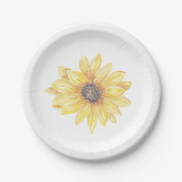 Elegant Yellow Floral Zonnebloem Baby shower Papieren Bordje