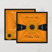 Elegant Yellow Flower Black 60th Birthday Party Kaart (Voorkant / Achterkant)