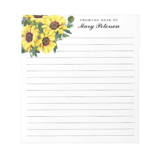 Elegant Yellow Flower, gepersonaliseerd Notitieblok (Voorkant)