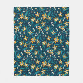 Elegant Yellow Flower Pattern in Dark Green Leaves Fleece Deken (Voorkant)