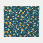 Elegant Yellow Flower Pattern in Dark Green Leaves Fleece Deken (Voorkant (Horizontaal))