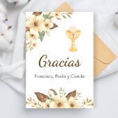 Elegant Yellow Flowers Schattige Eerste Communie Bedankkaart