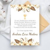 Elegant Yellow Flowers Schattige Eerste Communie Bedankkaart