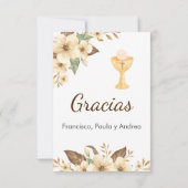 Elegant Yellow Flowers Schattige Eerste Communie Bedankkaart (Achterkant)