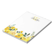 Elegant Yellow Garden Floral Monogramed