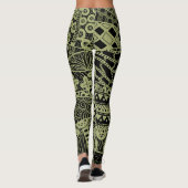Elegant Yellow Geometric Abstract Tribal Patroon Leggings (Achterkant)