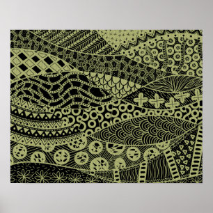 Elegant Yellow Geometric Abstract Tribal Patroon Poster
