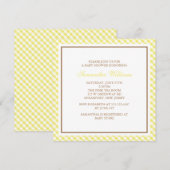 Elegant Yellow Gingham Pattern Baby shower Kaart (Voorkant / Achterkant)