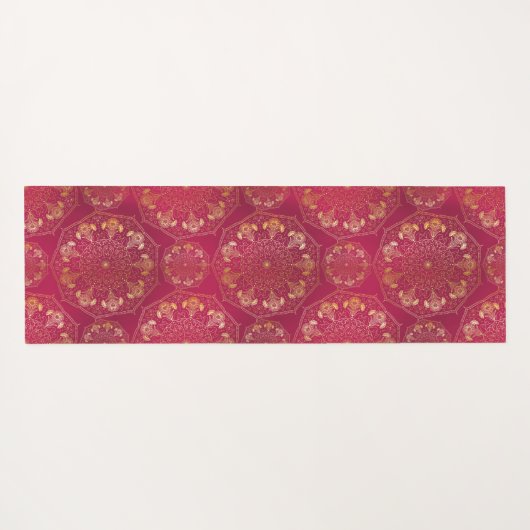 Elegant Yellow Gold Daisy Floral Mandala Pink Yogamat (Achterkant (horizontaal))