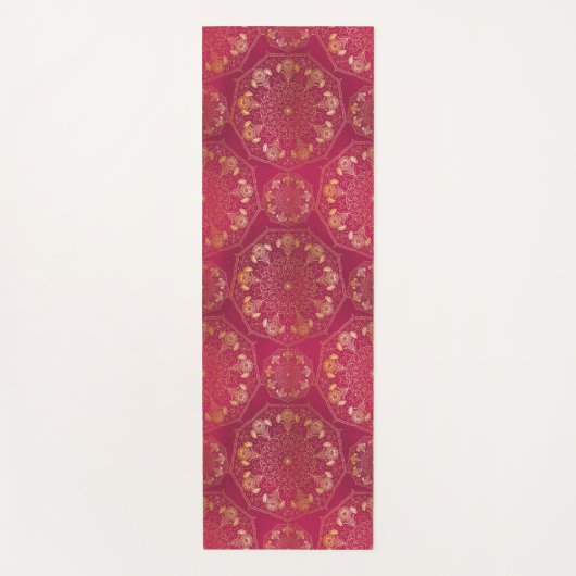 Elegant Yellow Gold Daisy Floral Mandala Pink Yogamat (Voorkant)