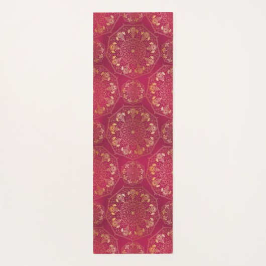 Elegant Yellow Gold Daisy Floral Mandala Pink Yogamat (Achterkant)