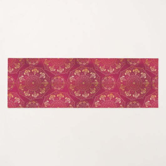 Elegant Yellow Gold Daisy Floral Mandala Pink Yogamat (Voorkant (horizontaal))