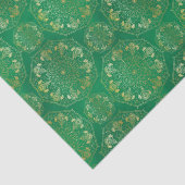 Elegant Yellow Gold Daisy Snowdrop Mandala Green Tissuepapier (Detail)