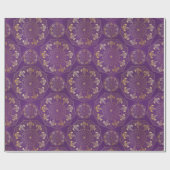 Elegant Yellow Gold Daisy Snowdrop Mandala Paars Cadeaupapier (Vlak)