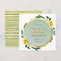 Elegant Yellow Gold Floral Bridesmaid-voorstel