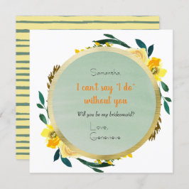 Elegant Yellow Gold Floral Bridesmaid-voorstel Kaart