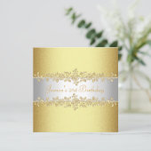 Elegant Yellow Gold Rozen Birthday Party Kaart (Staand voorkant)