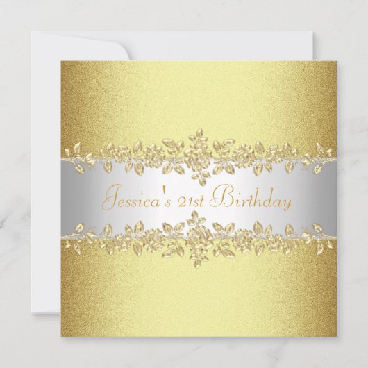 Elegant Yellow Gold Rozen Birthday Party Kaart (Voorkant)