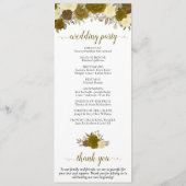 Elegant Yellow & Gold Waterverf Floral Wedding Programmakaart (Achterkant)