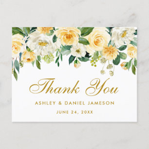 Elegant Yellow Gold White Floral Weddenschap Harte Briefkaart