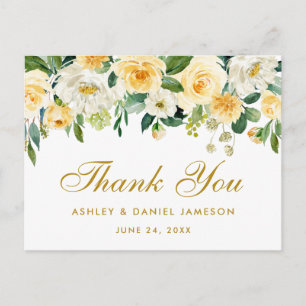 Elegant Yellow Gold White Floral Weddenschap Harte Briefkaart