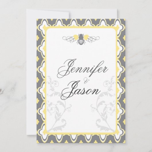 Elegant Yellow & Gray Garden Wedding Invitations Kaart (Voorkant)