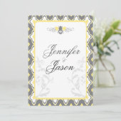 Elegant Yellow & Gray Garden Wedding Invitations Kaart (Staand voorkant)